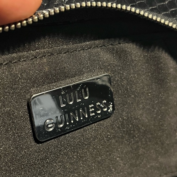 ✨LULU GUINNESS✨Black Studded Snake Lip Clutch Bag - Picture 12 of 12